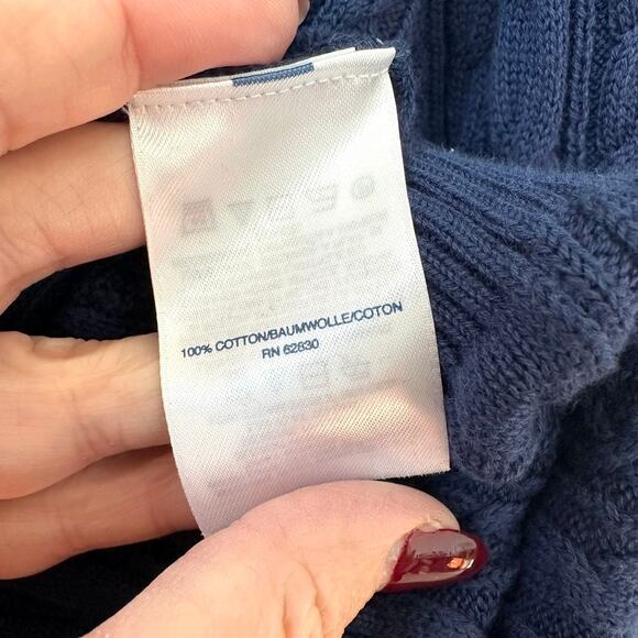 Lands' End Navy Blue Cable Knit Sweater, Size L (14-16) - Picture 4 of 7